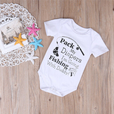 

Summer Toddler Infant Newborn Kids Baby Boys Girls Fishing Bodysuit Short Sleeve Romper Jumpsuit Playsuit Outfits Clothes