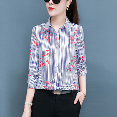 

Womens Button Down Tops Casual Long Sleeve Plus Size Office Work Lapel Blouse