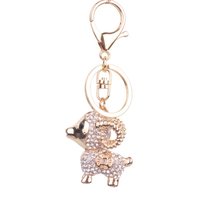 

Fashion cute diamond lamb happy goat key chain sweater chain car pendant creative gift