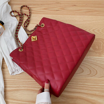 

French minority large capacity women 2019 new fashion autumn&winter network celebrity rhombog chain bucket bag