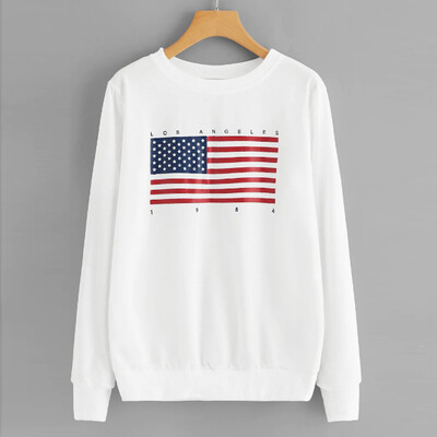 

Starmoon Fashion Womens Casual American Flag Letter O-Neck Long Sleeve Tops Sweatshirt
