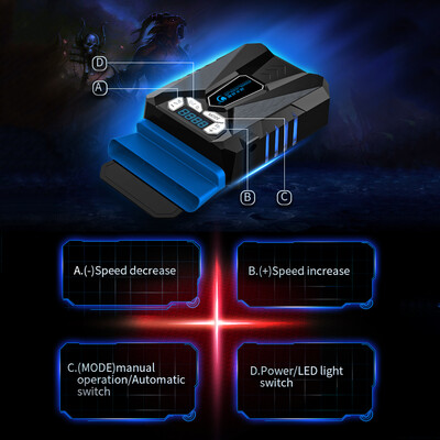 

COOLCOLD K29 Laptop Air Extracting Cooling Fan Portable Computer Cooler Intelligent Temperature Control Breathing Light LCD Black
