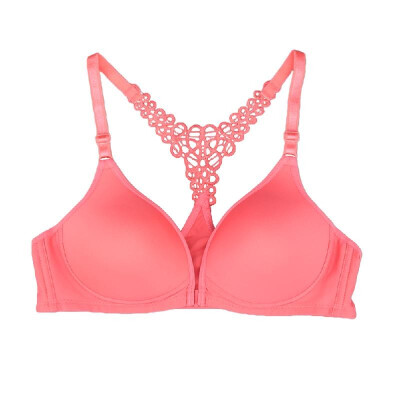 

New Fashion Women Bra Front Closure Wire Free Y-line Straps Crochet Lace Solid Sexy Underwear