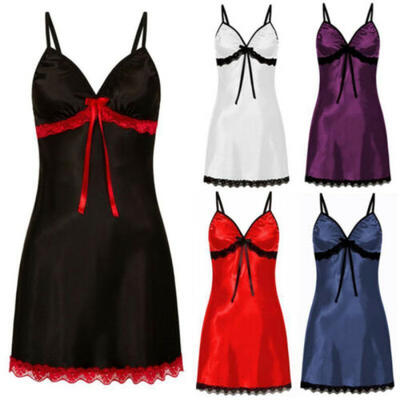 

US Sexy Lingerie Women Silk Lace Dresses Babydoll Nightdress Nightgown Sleepwear