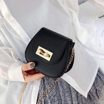 

Mini chic small bag female 2019 new winter female bag Korean version of the contrast color chain Messenger bag girl small bag
