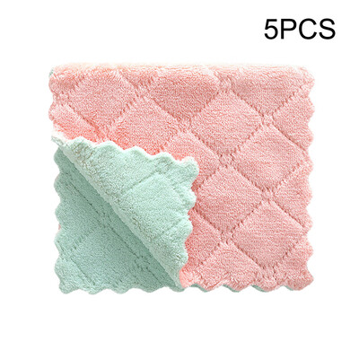 

〖Follure〗Kitchen Dish Towels Double-sided Printing 27 x 16 Coral Fleece Absorbent 5PCS
