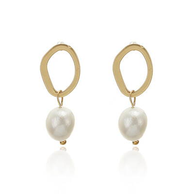 

Vintage Gold Drop Earrings For Women 2019 Geometric Drop Earring Big DIY Wedding Irregular Freshwater Pearl Fashion Jewelry