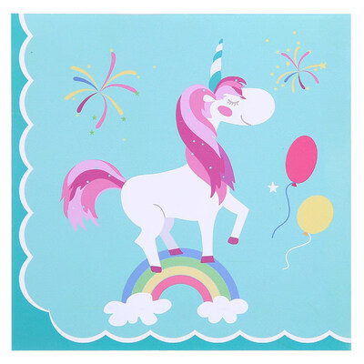 

Blue Unicorn Girls Series Birthday Party Tableware Plates Cups Napkins Decor SET