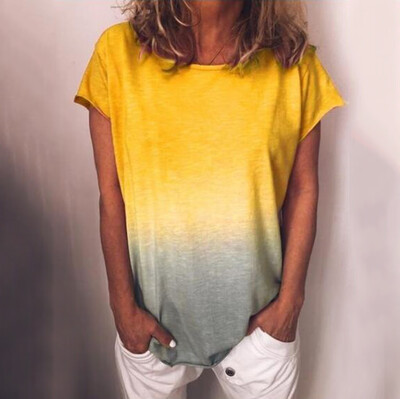 

Starmoon Womens Casual Gradient Color Short Sleeved T-Shirt Tunic Blouse Tops
