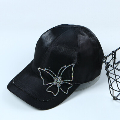 

New trendy personality fashion butterfly silk cotton hat Korean version of male&female retro couples duck tongue cap wholesale