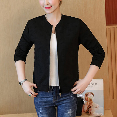 

Tailored Women Winter Autumn Long Sleeve Zipper Casual Short Jacket Baseball Coat