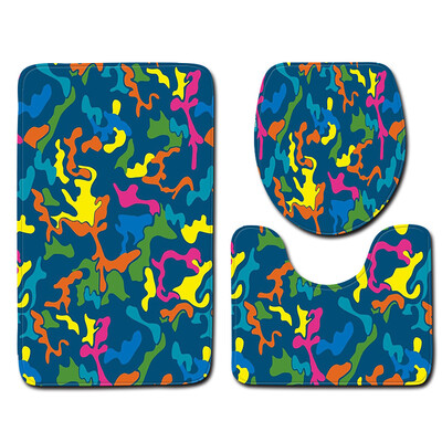 

Gobestart 3pcs Camouflage Non-Slip Bath Mat Bathroom Kitchen Carpet Doormats Decor