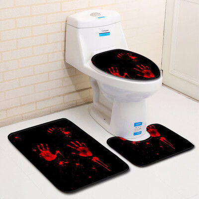 

Siaonvr Blood Handprint Bathroom Toilet Three Piece Floor Mat Door Mat Bathroom Carpet
