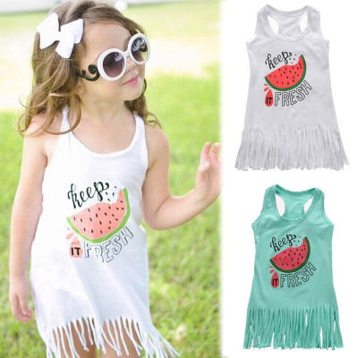

Infant Kids Baby Clothes Girl Watermelon Tassels Romper Jumpsuit Outfit Dress