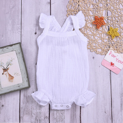 

Newborn Infant Baby Girl Sleeveless Solid Romper Ruffle Bodysuit Clothes Outfits