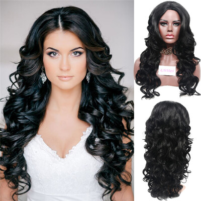 

Tailored Womens Fashion Wig Black Synthetic Hair Long Wigs Wave Curly Wig