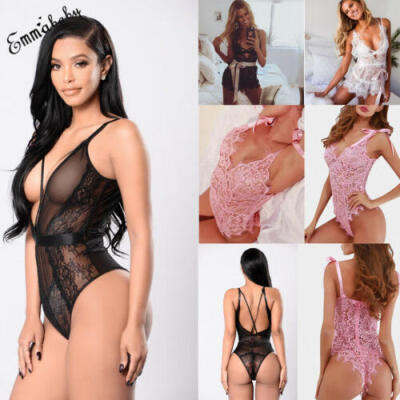 

HOT Womens Lace Leotard Tops Jumpsuit Lingerie Sleeveless Backless Bodysuit