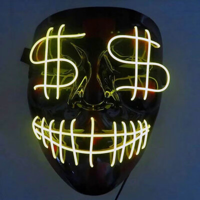 

Halloween Scary Mask Cosplay LED Costume Frightening Glowing EL Wire Light Up Mask For Festival Party Drop ship