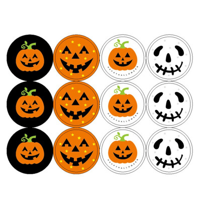 

10PCS Halloween Theme Sticker Candy Bag Bottle Cookie Box Decoration DIY Gift Sticker 12 Stickers Pieces