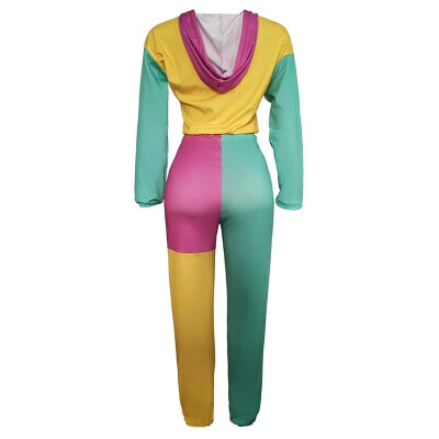 

Women Bomber Jacket Pencil Pants Set Color Block Raglan Long Sleeves Sport Tights Gym Fitness Casual 2PCS