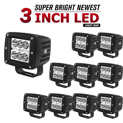 

10x 3inch LED Light Bars Pods for Jeep 3X3 Truck Offroad Backup Driving 24W Cube