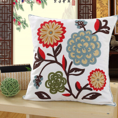 

Embroidery Cushion Cover Elephant Flower Pattern Cotton Pillow Home Decor Sofa Bed Decor Decorative Pillowcase 4545 cm