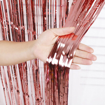 

Toponeto Foil Curtains Metallic Fringe Curtains Shimmer Curtain for Birthday Wedding Party