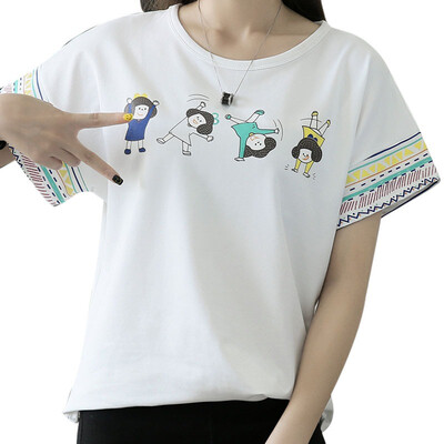 

Cartoon Printed Women T shirts Harajuku Woman Short Sleeve O-Neck Tees Tops Summer Casual Loose Female T-shirt