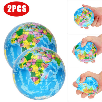 

YIWULA2PCS Stress Relief World Map Jumbo Ball Atlas Globe Palm Ball Planet Earth Ball