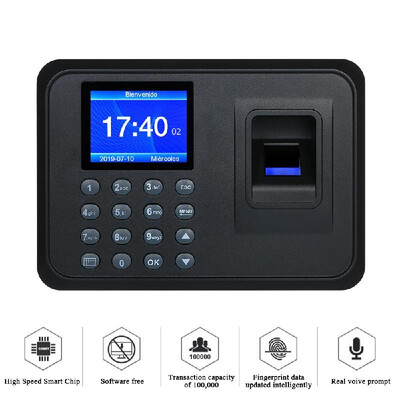 

Biometric Fingerprint Attendance Machine Software-free 24" TFT LCD Display USB Employee Checking-in Reader Time Clock Recorder Sp
