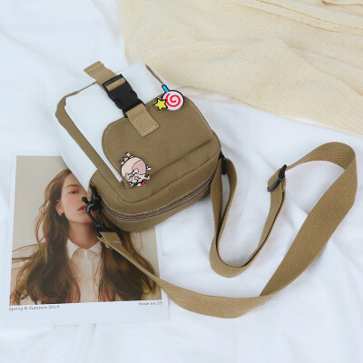 

Canvas small bag slanting female 2019 new South Korea ins Japanese students one shoulder small square bag Sen female cloth bag