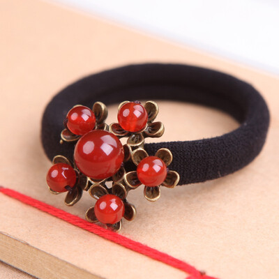 

Rubber band hair ring head rope small fresh hair ring head jewelry agate shell flower headdress