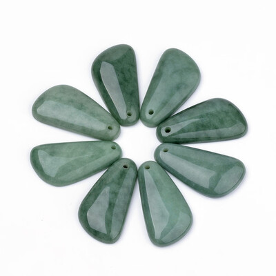 

Natural Green Jade Gemstone Pendants SeaGreen 41x22x6mm Hole 2mm