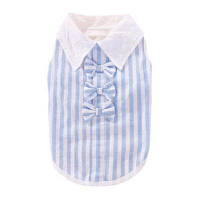 

Pet Dog Summer Sleeveless Striped Bow Shirt Collar Pet Clothes Princess Dress Clothing Accessories for Puppy Decoration