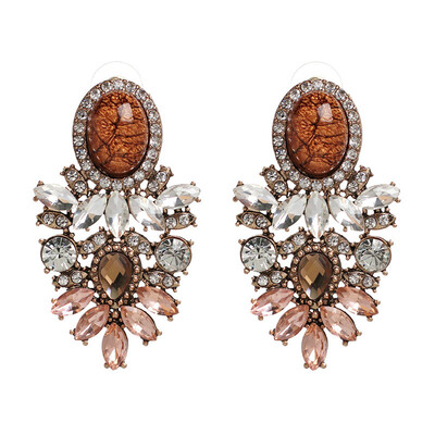 

Handmade Vintage Flower Rhinestone Stud Earrings Jewelry 2019 Big New Statement Fashion Crystal Earring For Women C3506