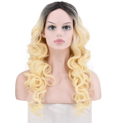 

Gobestart Women Natural Party Cosplay Long Wave Wig Mix Colors Curly Wavy Synthetic Wigs