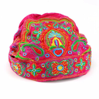 

Womens Vintage Hat Wind Embroidered Turban Hat Style Floral Hat Fashion Soft