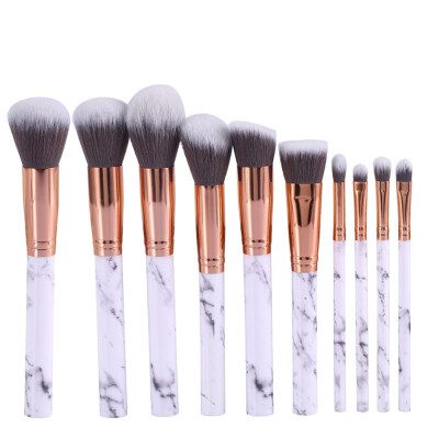 

10Pcs Marble Handle Makeup Cosmetic Powder Foundation Eyeshadow Lip Brushes Set