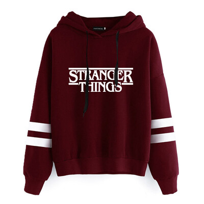 

2020 New Fashion Women Stranger Things Hoodie Letter Print Stripe Long Sleeve Casual Pullovers Women Hooded Sweatshirts