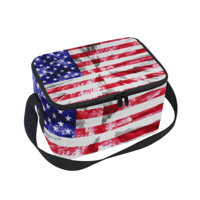 

ALAZA Man Made American Flag Lunch Box Insulated Lunch Bag Large Cooler Tote Bag for Men Women Girls Boys