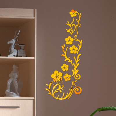 

Gobestart 3D Mirror Flower Art Acrylic Mural Decal Removable Wall Sticker Room Decor