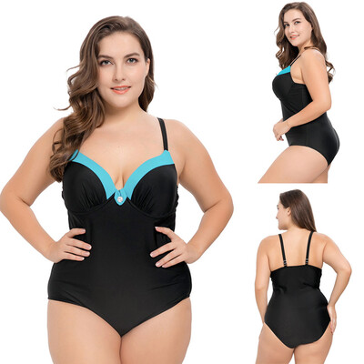 

Saidsome Womens Casual Plus Size Stitching Multicolor Bikini One-piece Swimsuit