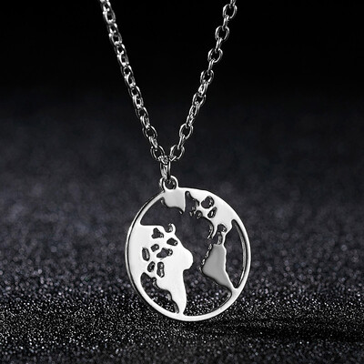 

Rinhoo Hollow Out World Map Pendant Necklace for Women Men Circle Heart Maps Pendants Necklace Outdoor Travel Birthday Day Gift
