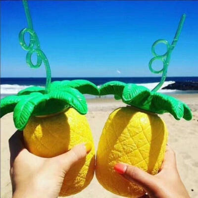 

Summer Pineapple Straw Cups Beach Fruit Juice Drink Tropical Party Barware