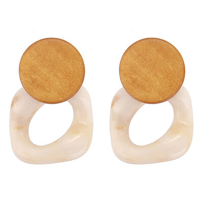 

Geometric Stud Earrings Ear Clip Wood Ear Drop Earrings