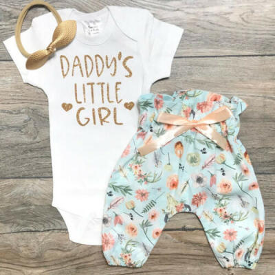 

2PCS Newborn Baby Girl LongShort Sleeve TopsFloral Leggings Pants Outfit Set