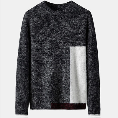 

Toponeto Mens New Fashion Autumn Winter Casual Stitching Color Sweater Thermal T-shirt