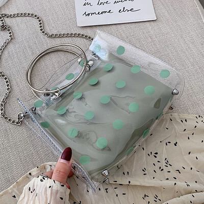 

Wave transparent female 2019 new fashion Korean Joker ring handbag summer shoulder diagonal bag