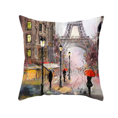 

〖Follure〗Retro Cushion Cover London Paris City Street Scenery Pillowcase Home Decor