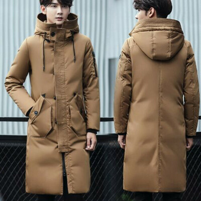 

Men Drawstring Hooded Long Sleeve Outwear Tops Baggy Thick Winter Warm Overcoat